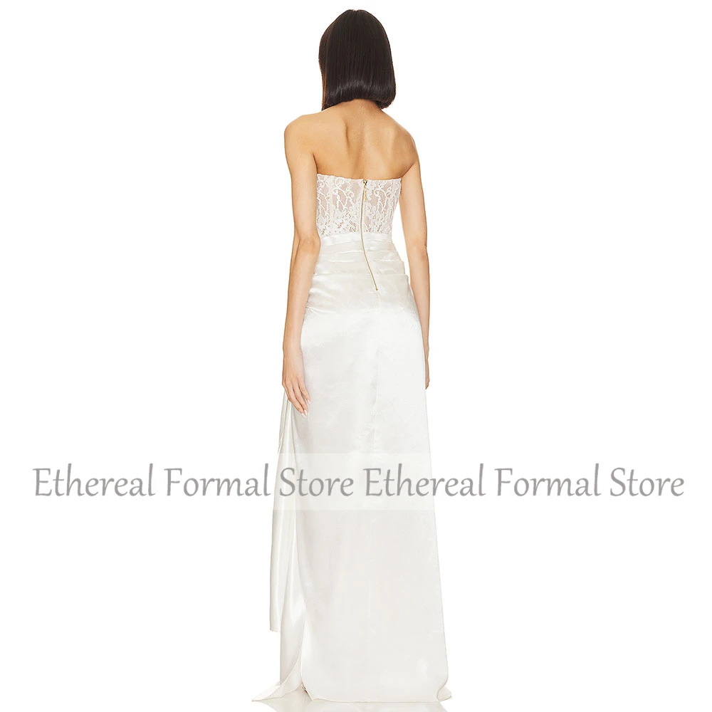 Gaun Malam Gading Sation Putri Duyung untuk Pernikahan Gaun Pesta Wiru Panjang Selantai Formal Tanpa Lengan Tanpa Tali Gaun Prom Renda Terompet