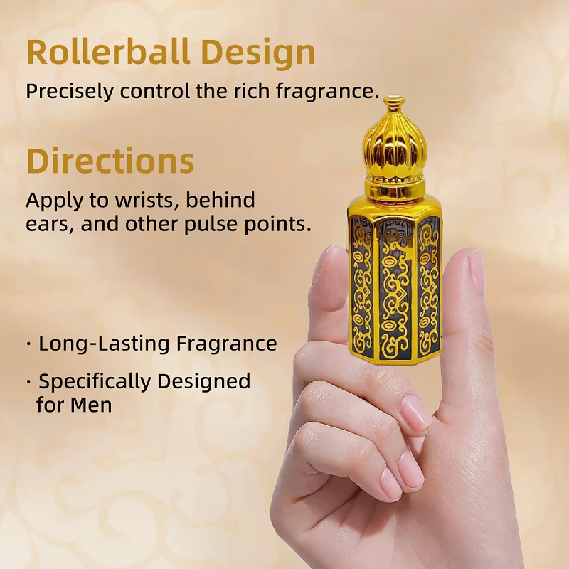 Beard Oil for Men, Arabian Fragrance Beard Growth Serum, Rollerball Applicator, Nourish Soften Strengthen Beard, Long Lasting Be
