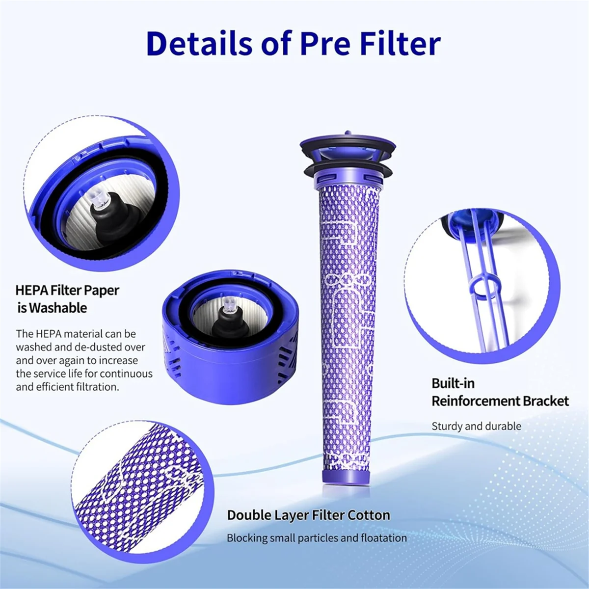 Reemplazo de cepillos de rodillo y filtros para prefiltros de vacío serie Dyson V6, pieza de postfiltros 967157 -01, 966741 -01