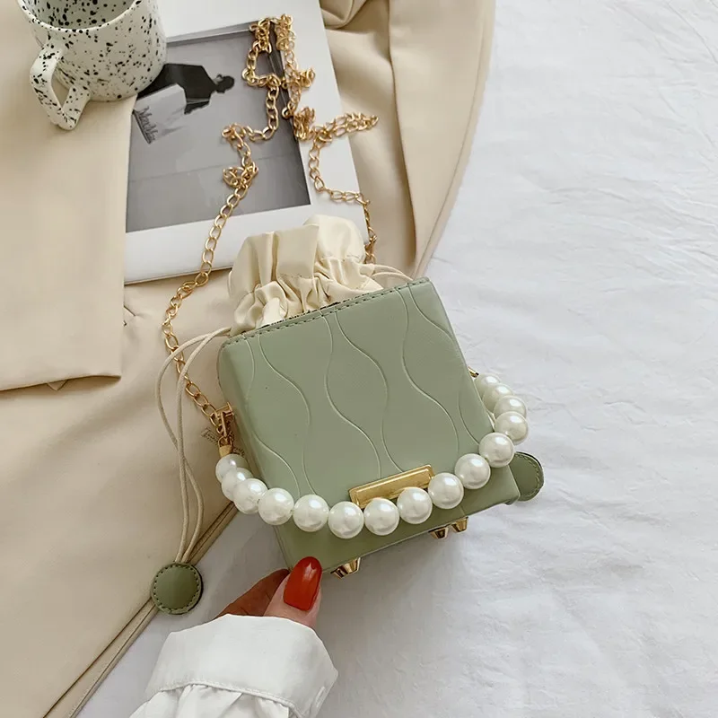 Luxury Pearl Women Handbags Lady Elegant Evening Bags Mini Single Shoulder Crossbody Bags Small Square Bags Box Style Bag