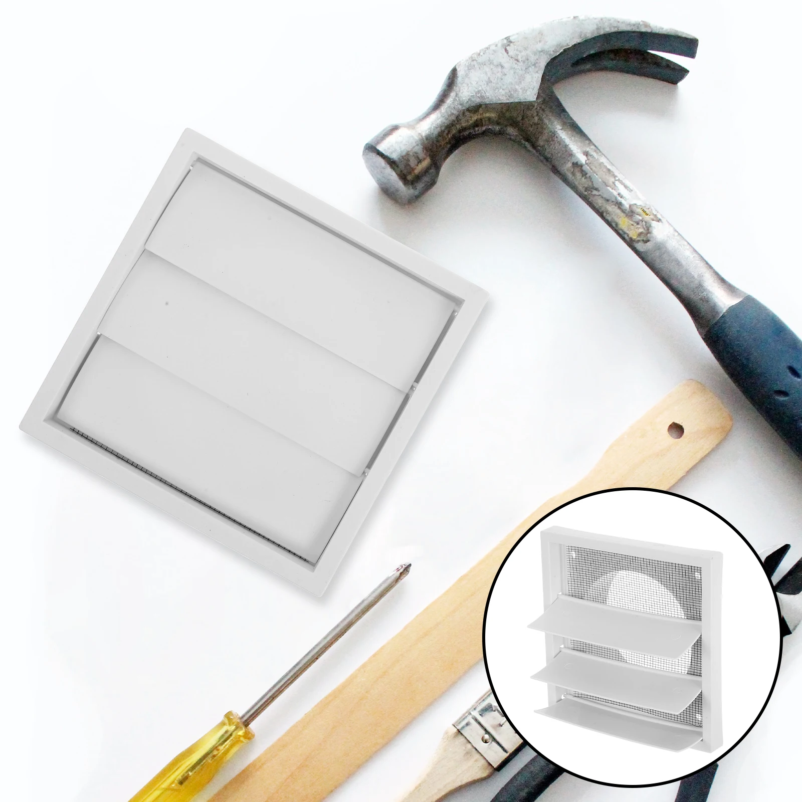 غطاء فتحة تهوية مقاوم للمطر والرياح، منحرف تهوية أرضية مربعة، مصراع قناة تثبيت على الحائط متين للمجفف