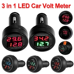 3 in 1 12/24V Car Volt Meter With Digital LED Display USB Charging Charger Temperature Meter Voltmeter Charger Cigarette Lighter