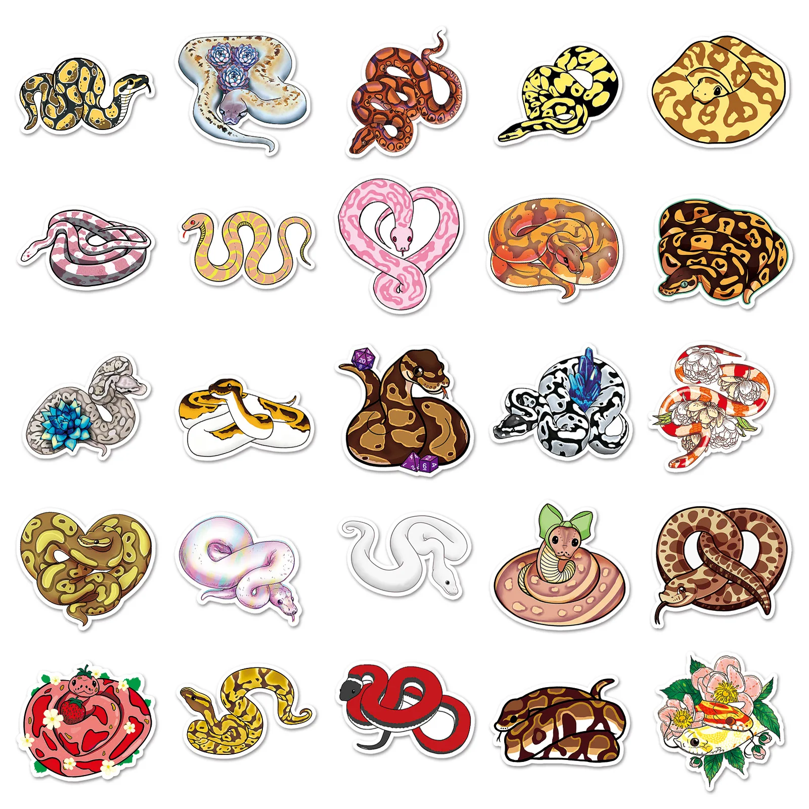 50Pcs Cartoon Snake Personality Series adesivi Graffiti adatti per caschi per Laptop decorazione Desktop adesivi fai da te giocattoli