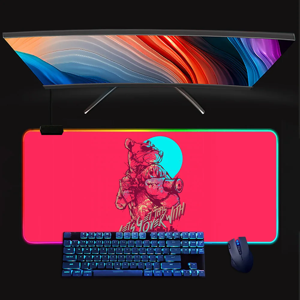 hotline miami RGB Pc Gamer Keyboard Mouse Pad Mousepad LED Glowing Mouse Mats Rubber Gaming Computer Mausepad