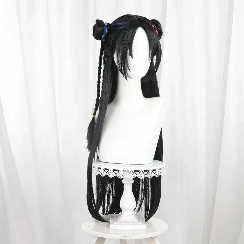 Zai Cosplay Wig Fiber synthetic  Game  Naraka Bladepoint long Black Fried Dough Twists braid long hair Wigs