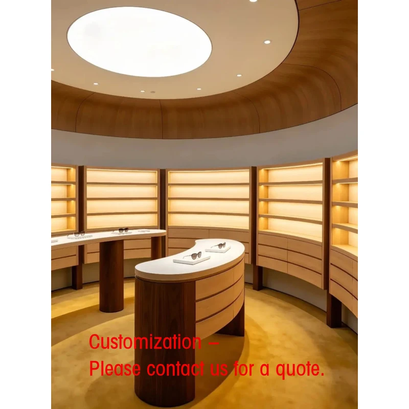 

custom.Lockable Heavy Duty Durable Cubical Ladder Shelf Glasses/Eyewear Display Stand LED Lighting Retail Showroom