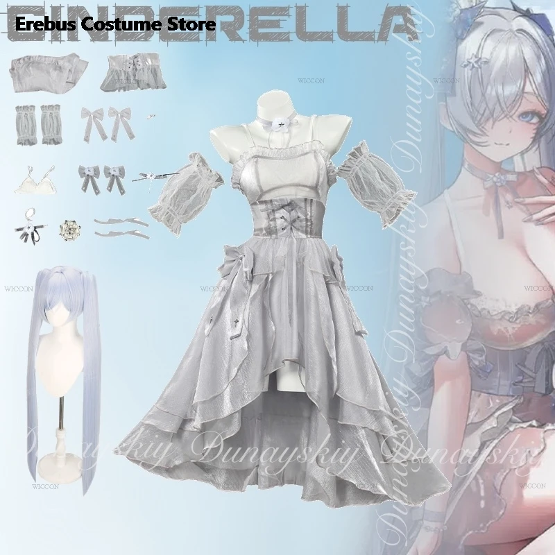 

Хэллоуин Косплей Богиня Победы: NIKKE Игра Золушка Косплей с белым платьем и двойной женской аниме-одеждой