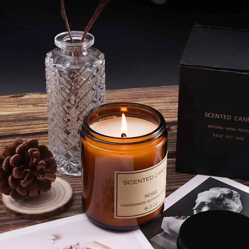 1 قطعة شموع جرة زجاجية معطرة باللافندر-هدية شقيقة مثالية لحفلات الزفاف أو شموع الصويا لعيد الميلاد لديكور المنزل