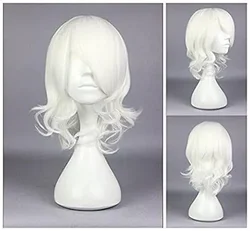 Anime White Short bob Girls Cosplay Wigs Synthetic Hairs cosplay wig for women short wig