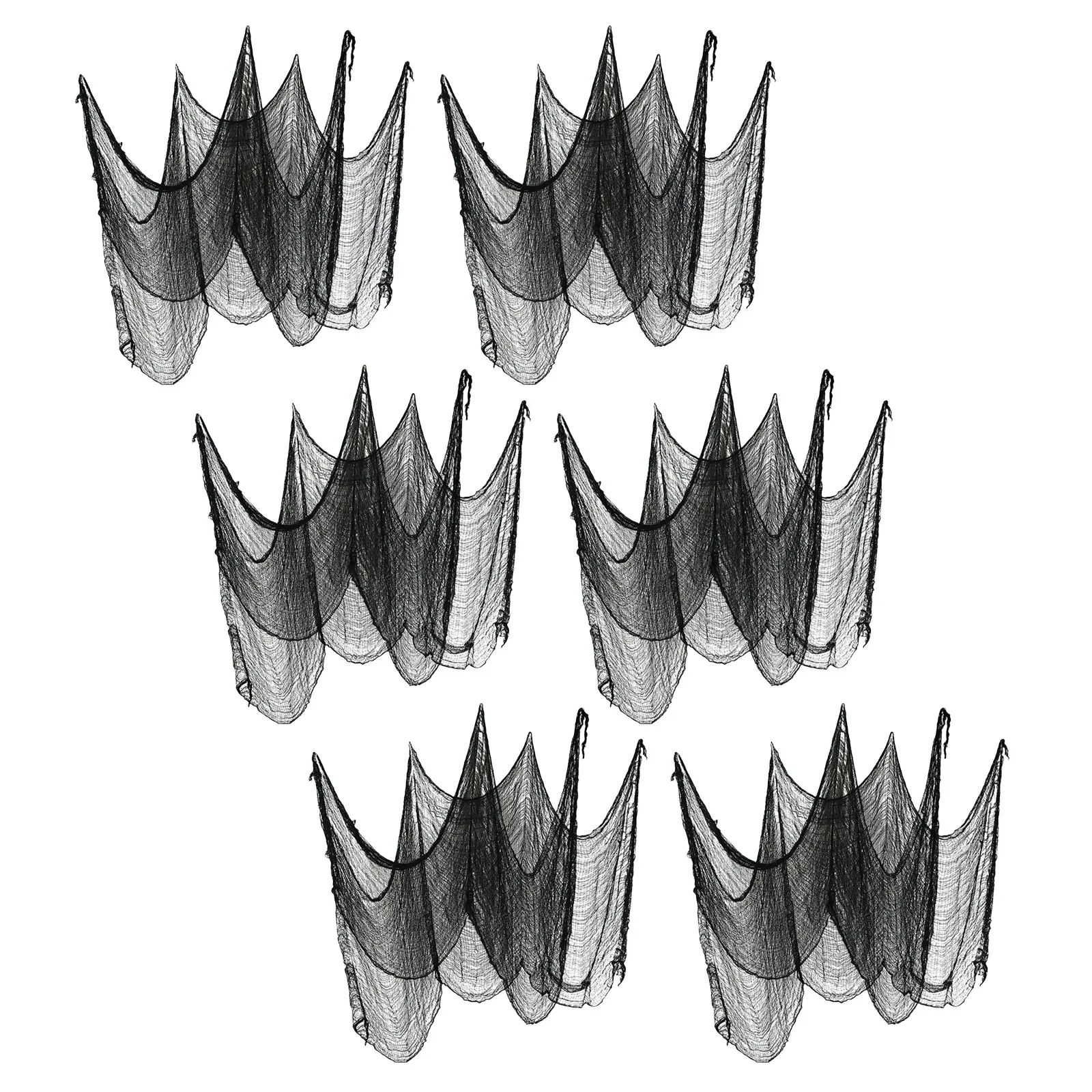 

6Pcs Halloween Creepy Gauze Cloth Black Large Mesh Scary Spooky Decoration for Haunted House Indoor Outdoor Windows Doorways