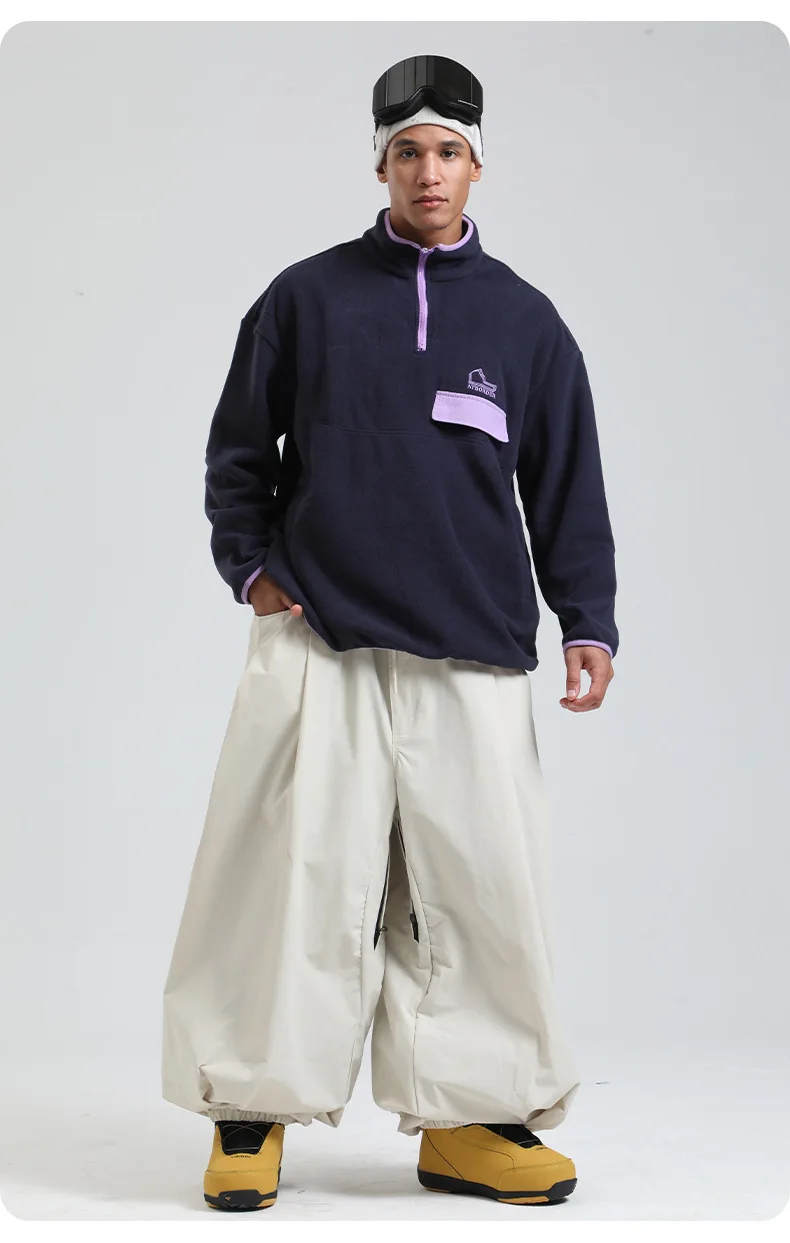 Gsou Snow Негабаритные свободные лыжные брюки Водонепроницаемые теплые ветрозащитные брюки для сноуборда Спорт на открытом воздухе Снежные брюки унисекс Профессиональные