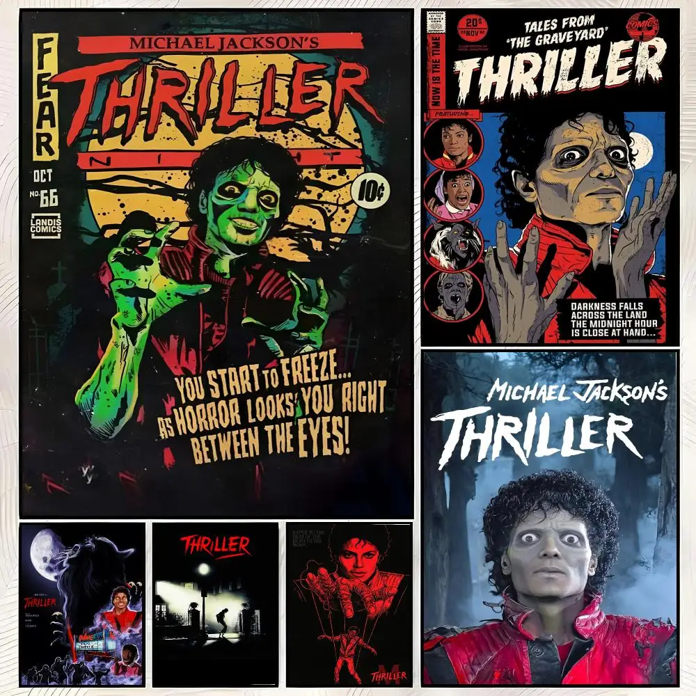 Legendary Singer M-Michael Jackson Thriller Poster Vintage PP Paper Wall Art Home Decor Print for Bedroom Living Room Aesthetic