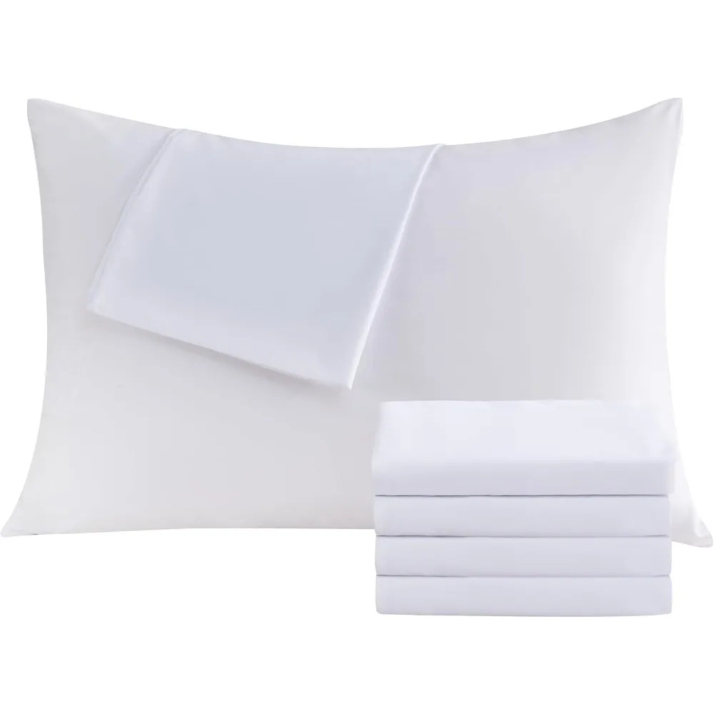 

White Pillowcases Standard 4 Pack, 20x26 Pillow Cases with Envelope Closure, Soft Plain Brushed Microfiber Covers Breathable Wri