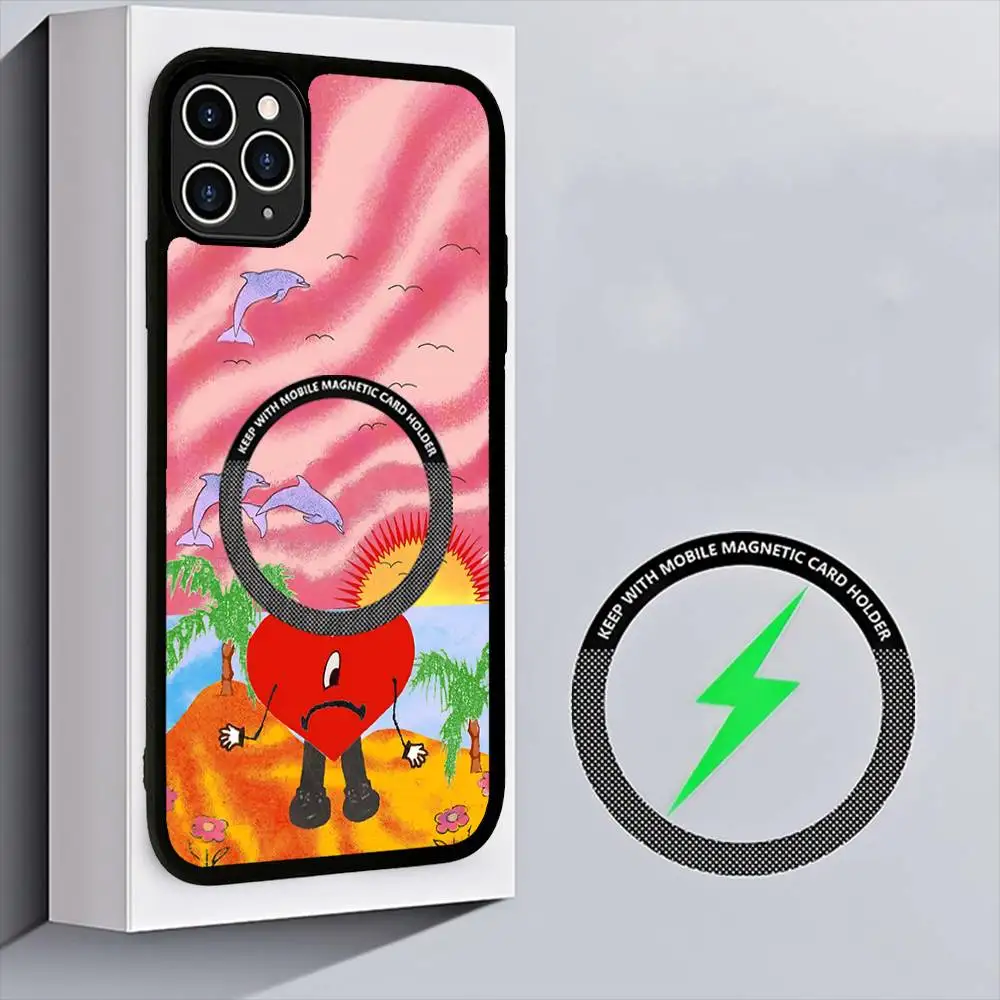 Popular B-Bad B-Bunny Singer Art Magnetic Wireless Phone Case For IPhone 17 16 15 14 13 12 11 Pro Max Plus Mag Phone Cover