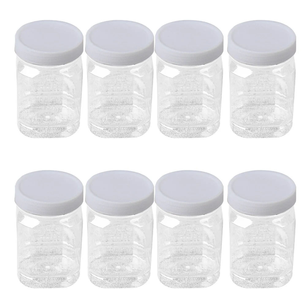 Plastic Storage Jars with Ribbed Liner Screw On Lids Cereal Dry Food Container Airtight Leakproof Storage Bottle (360ml)