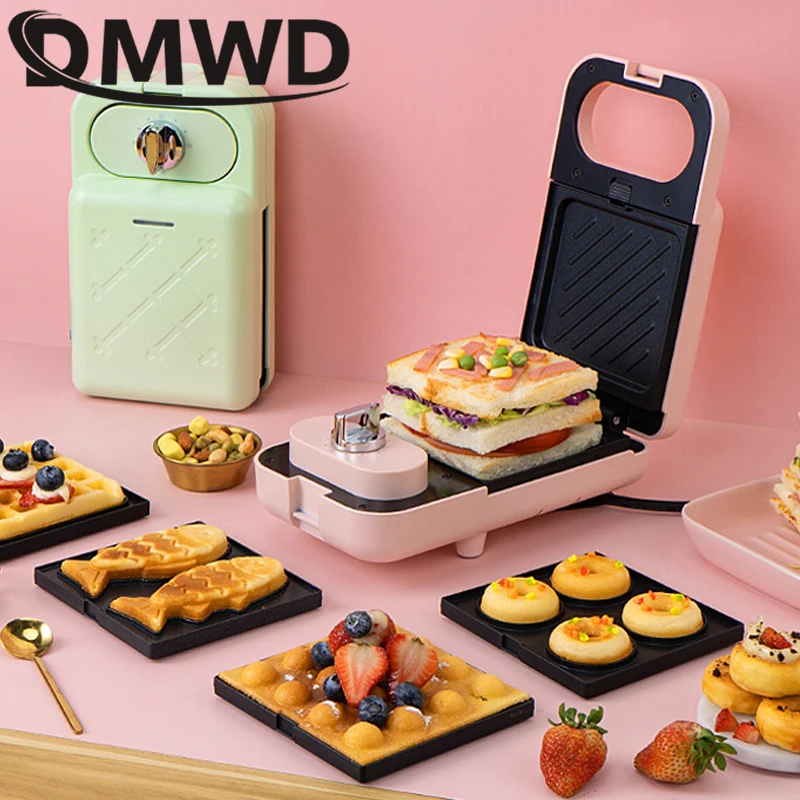 Sandwich Maker Multi-Function Breakfast Machine Timing Waffle Takoyaki Donut Light Food Baking Pan Oven Bread Toaster 5 Bakeware