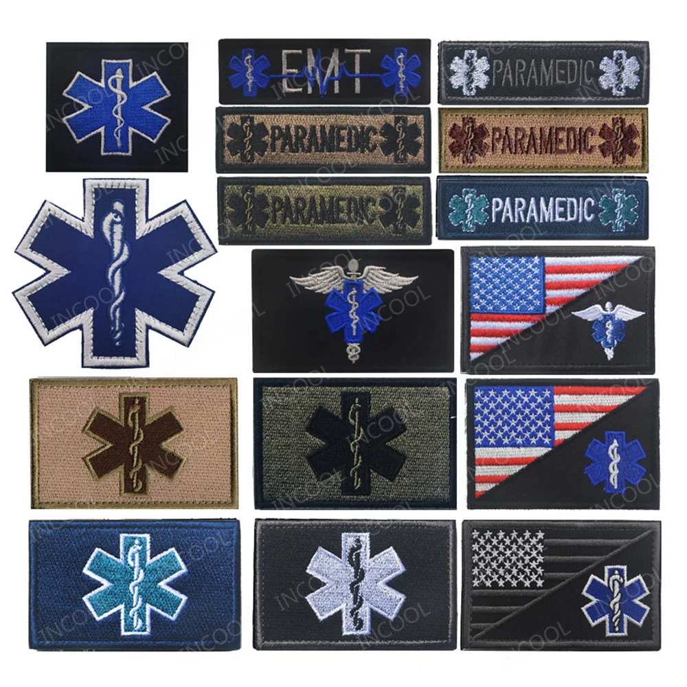 Paramedic EMT EMS Emergency Rescue Patch MED Medic Medical Blue Patches Chevron Strip Armband Shoulder Appliqued