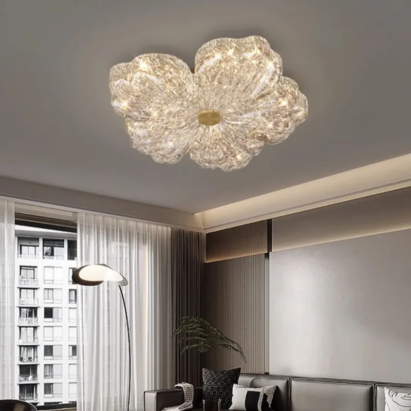 French style light luxury bedroom lamp ceiling lamp master bedroom lamp flower warm restaurant children's room