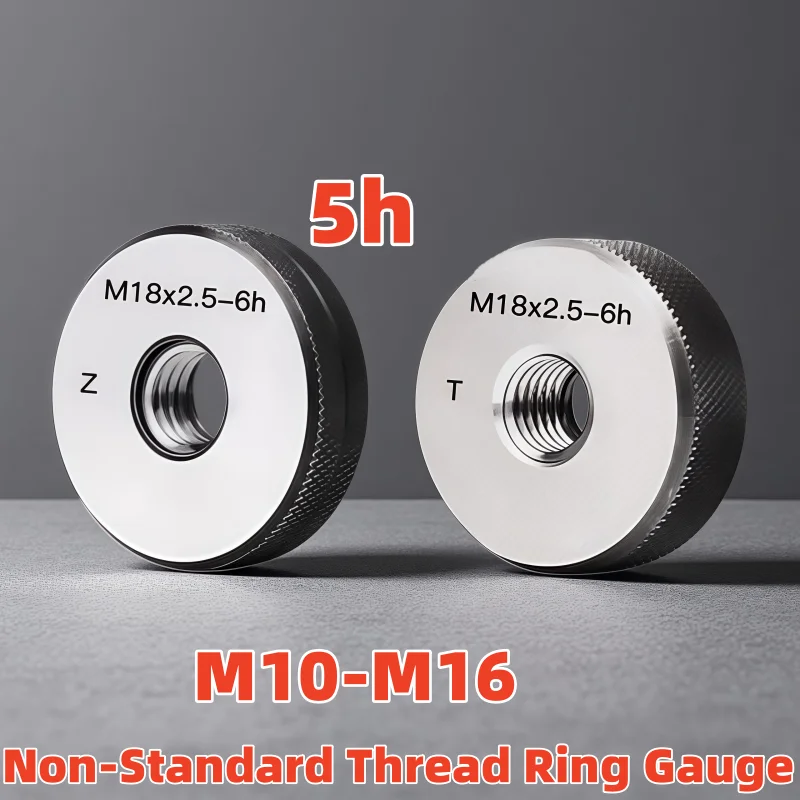 1SET(1*GO+1*NOGO)5h Non-Standard Metric Fine Tooth Thread Ring Gauge M10m12M14M16 Measure Tool