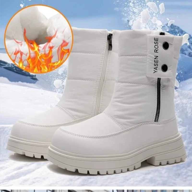 

Winter Women's Snow Boots Thicken Plush Warm Cotton Shoes Fashion Women Mid-calf Boots Outdoor Non-slip Platform Boots for Women