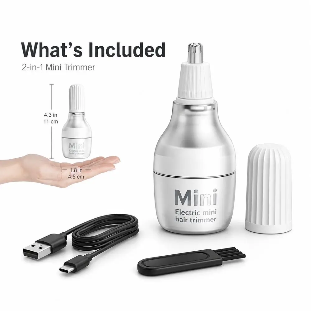 Stainless Steel Nose Hair Trimmer Washable Design Rechargeable Electric Nose Clipper Portable Rechargeable Trimmer Home Use