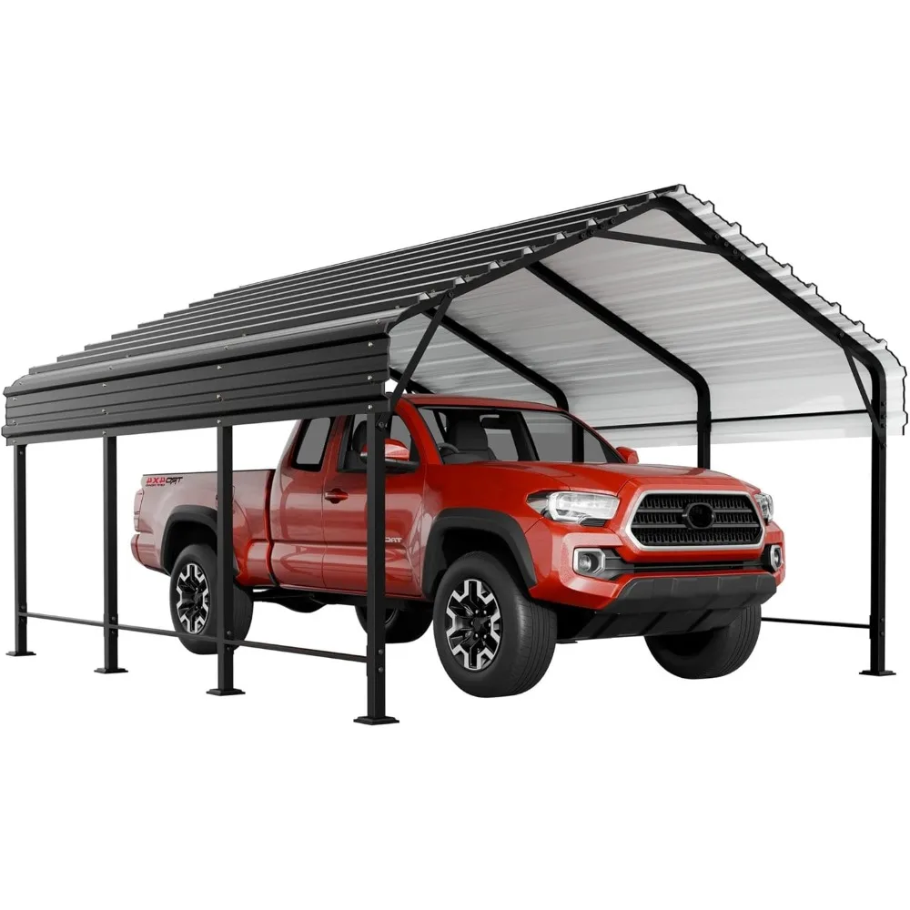 Metal Carport Kits with Galvanized Steel Roof, Heavy Duty Metal Carport Canopy, Outdoor Car Tent Metal Garage