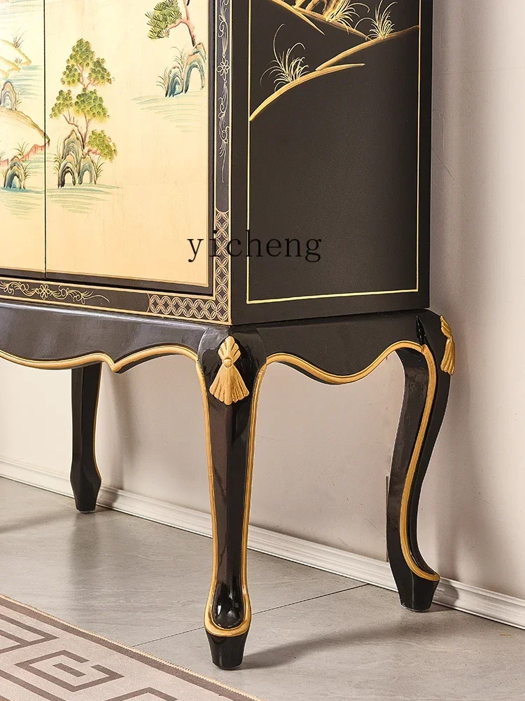XL High-Leg Sideboard Cabinet Overall High Cabinet Solid Wood Wine  Integrated Decoration Entrance Cabinet