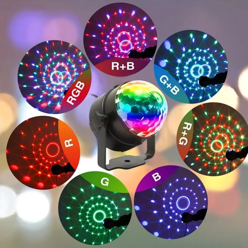 Disco Ball Light Party ไฟ USB เสียงเปิดใช้งาน DJ Dance Stage Light สีสัน RGB Strobe โคมไฟสําหรับคาราโอเกะงานแต่งงาน Bar Decor