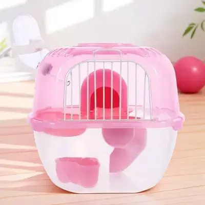 

Double-Layers Hamster Carrier Cage Portable Outdoor Case Vents Air Circulation Transparent Design Small Pet Carrier
