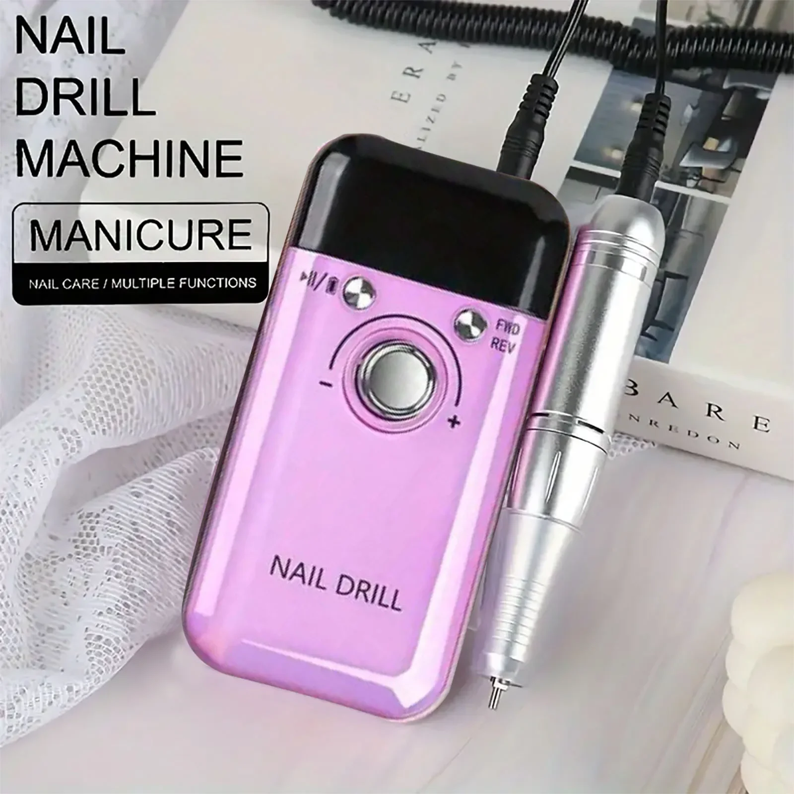 Professional Electric Nail Drill Machine 45000RPM Nail Drills with Low Noise Nail Sander Portable Nail File for Home Salon