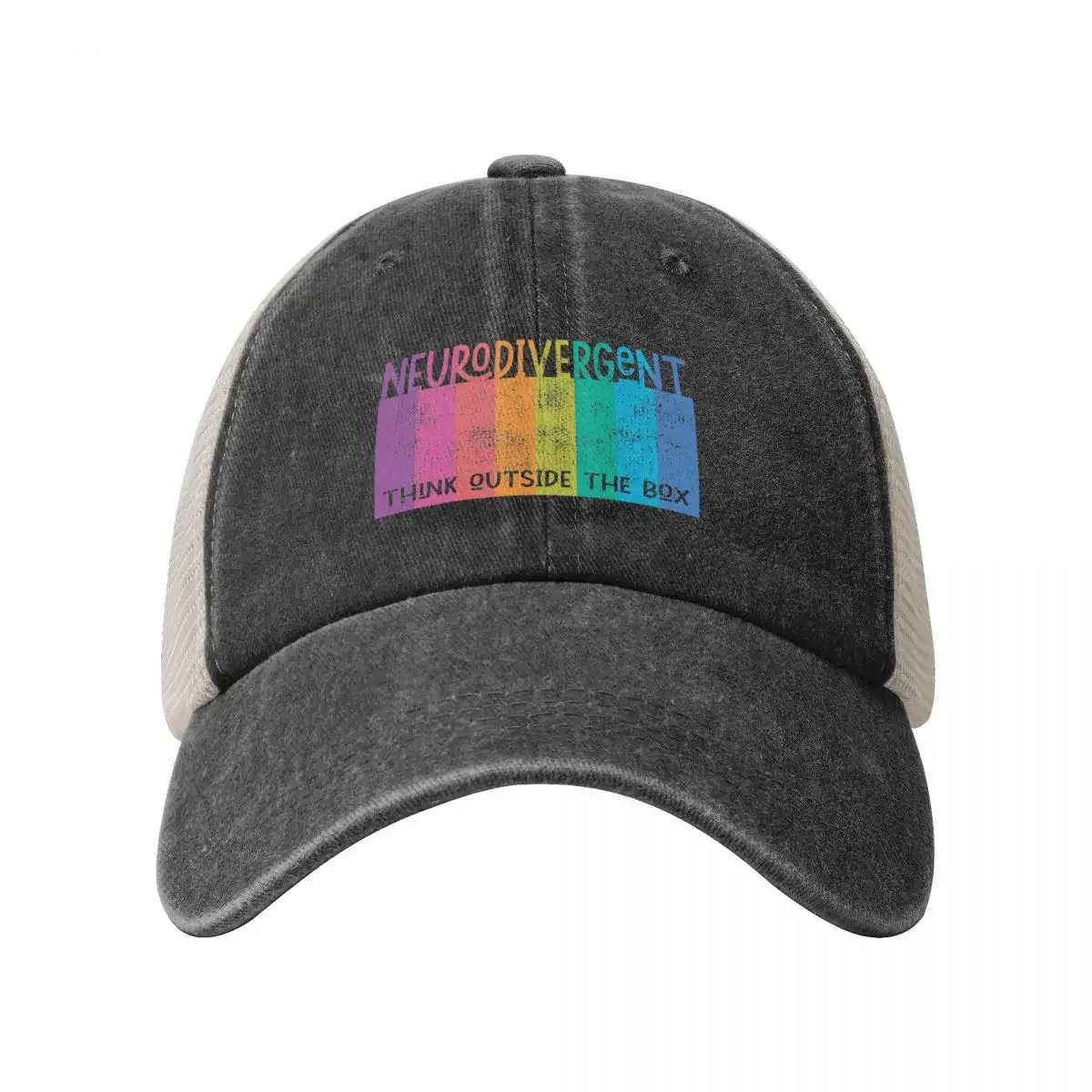 Colorful Neurodivergent Rainbow Design Baseball Cap Big Size Hat Icon beach hat Caps For Women Men's