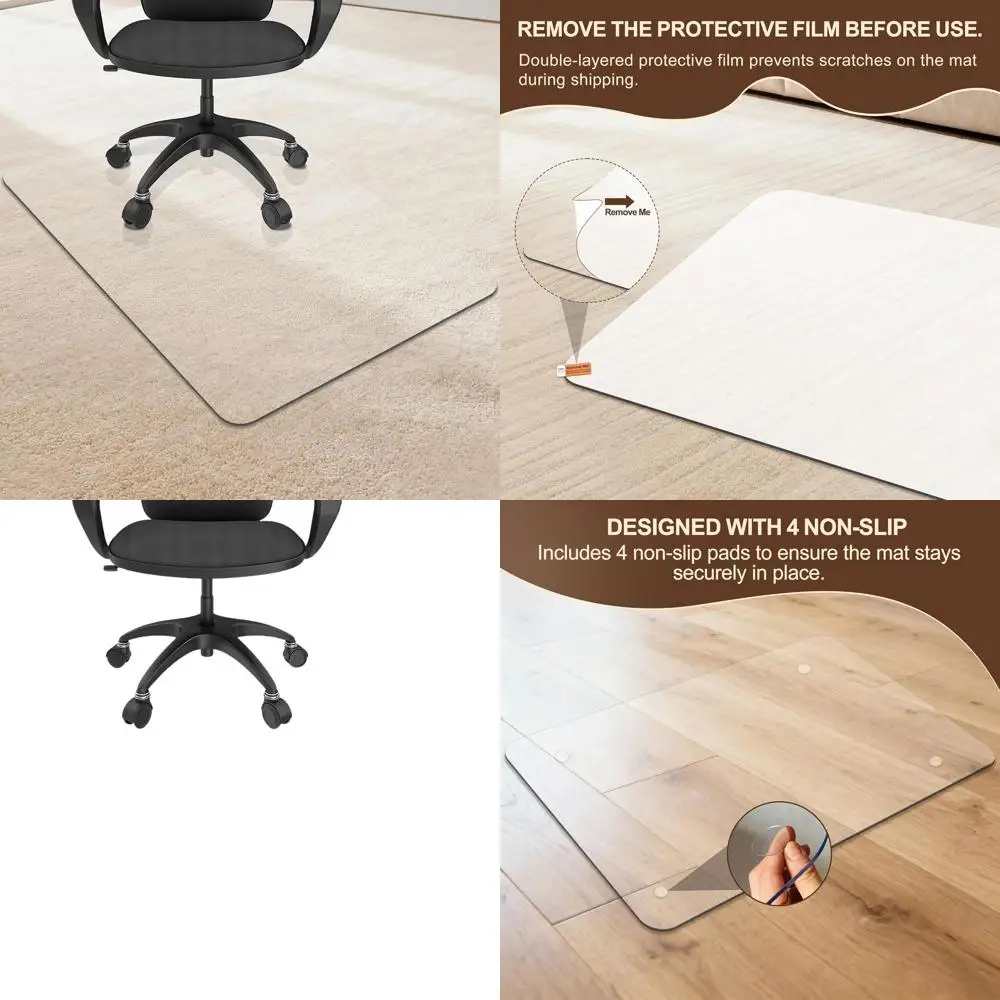 

Carpet and Hardwood Floor Chair Mat, 48 x 36, 0.15 Thick, Heavy Duty Non-Slip with 8 Pads, Odorless, Easy to Clean
