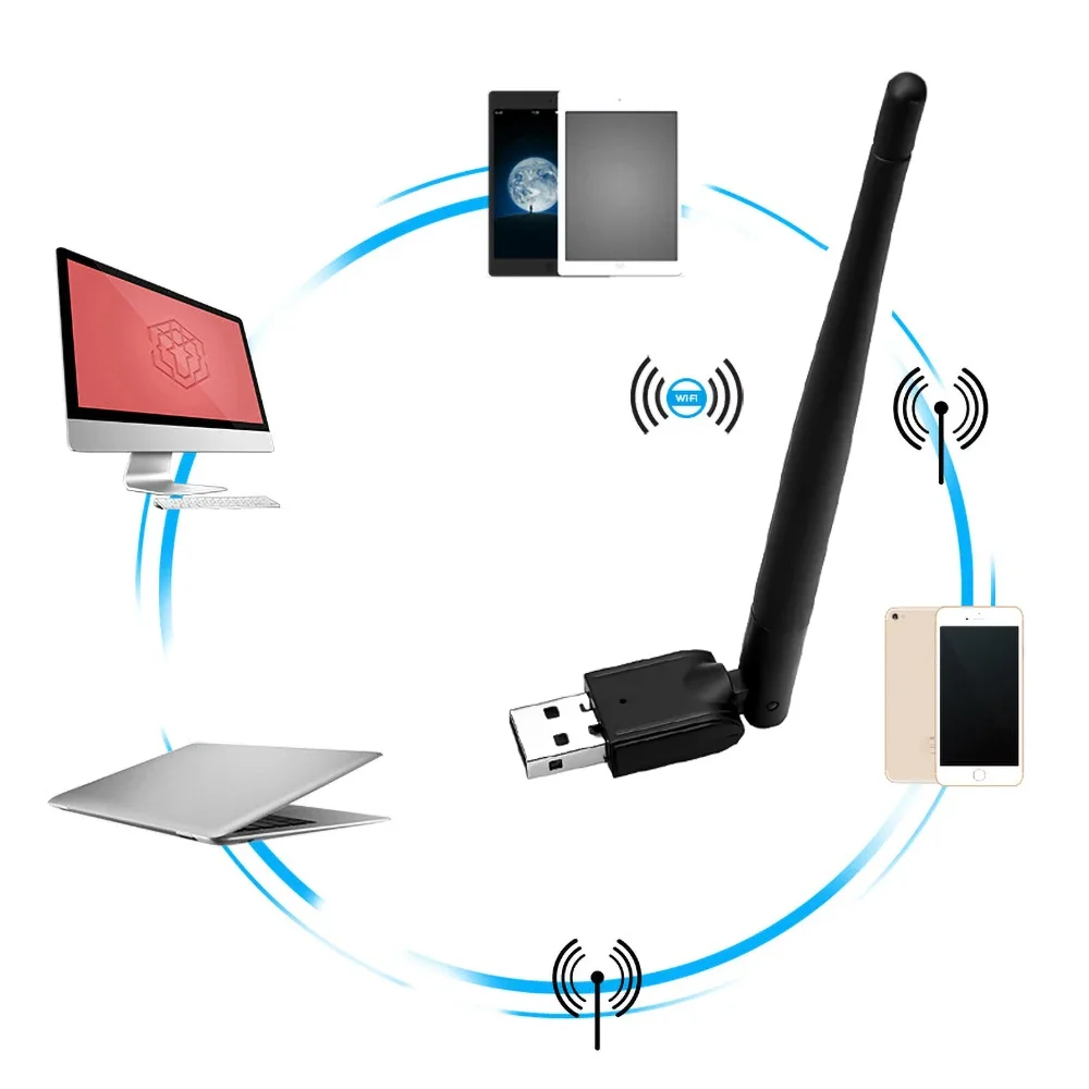 150Mbps MT7601 Wireless Network Card Mini USB 2.0 WiFi Adapter Antenna PC LAN Wi-Fi Receiver Dongle 802.11 b/g/n Newest