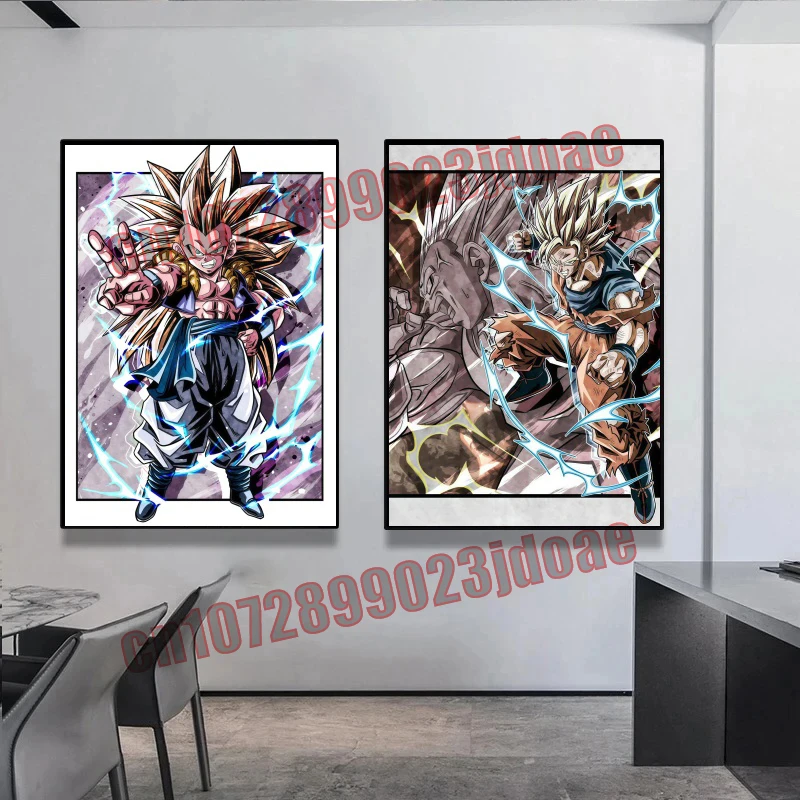

Anime Dragon Ball Goku Vegeta Super Saiyan Retro Anime Character Poster Folding Art Painting Frameless Canvas Painting Fan Gift