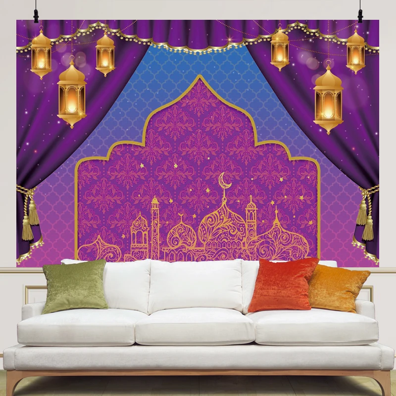 Aladdin Backdrop Arabian Moroccan Nights Princess Girls Birthday Party Magic Genie Indian Luxurious Photo Background Banner Prop