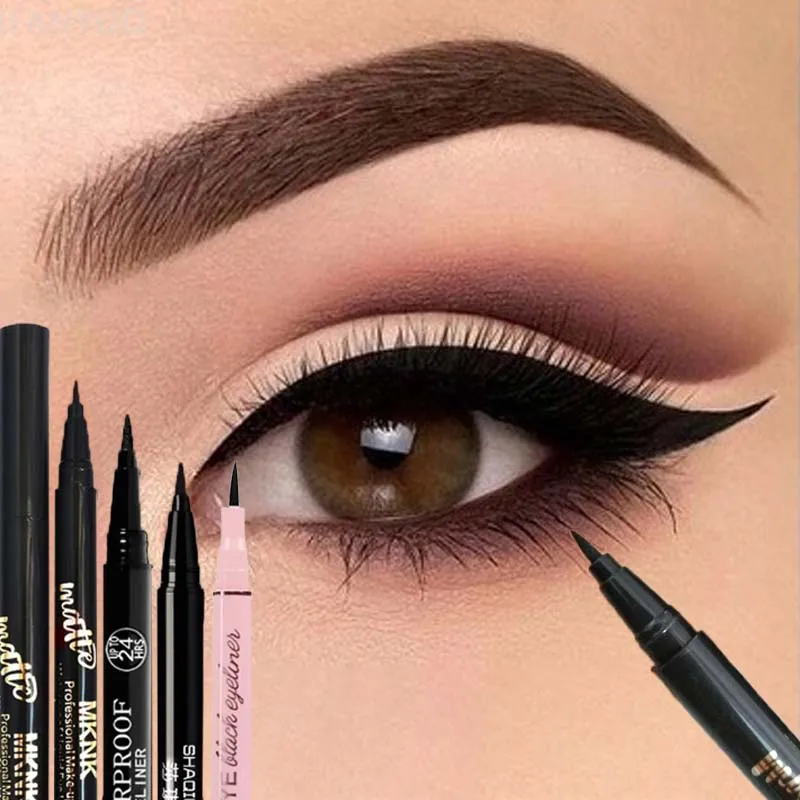Zwarte Ultrafijne Tip Vloeibare Eyeliner Pen Blijvende Waterdichte Matte Eyeliner Smudge-Proof Sneldrogende Eyeliner Potloden Make-up