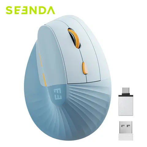 SEENDA Ratón inalámbrico vertical tipo C, recargable, ergonómico, USB y tipo C, para ordenador portátil, PC, MacBook, Windows y Android
