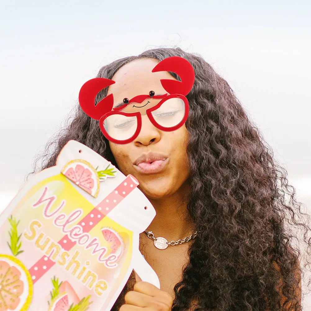 

4 шт. забавные солнцезащитные очки в форме краба для гавайских вечеринок, пляжные украшения, многоразовые аксессуары для вечеринок, забавные очки