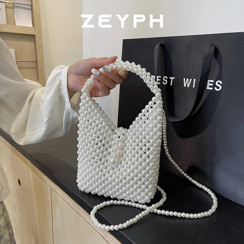 

Zeyph 2025 Simple And Fashionable Pearl Design Medium Ladies Handbag Dinner Bag Mobile Phone Bag Small Wallet