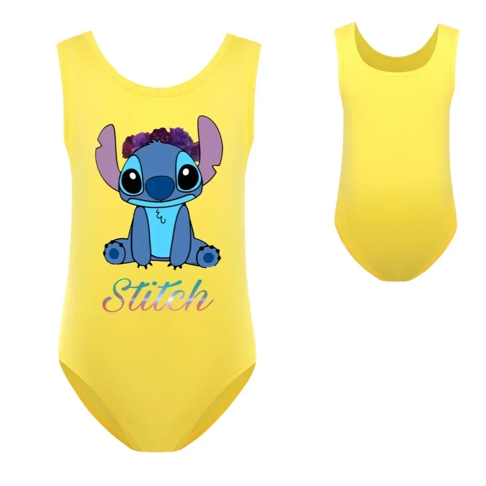 HOT Disney Cute Cartoon Stitch Girls Fashion Casual Versatile Cartoon Swimsuit Children\'s Clothes Children\'s Swimsuit