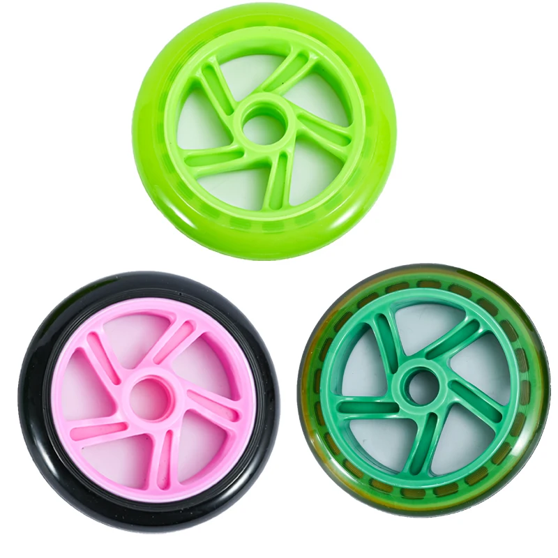 Roda skateboard inline PU, 125mm 175mm 180mm 200mm, cocok untuk kursi roda aksesoris skateboard, sepatu roda dewasa senyap