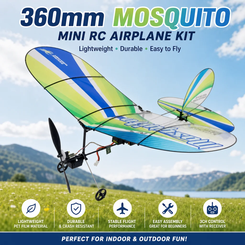 DW Hobby E43 Mosquito 360mm 3CH RTF Kit – 14.2in Mini Film Wing w/RX Indoor