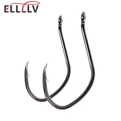 Elllv 100pcs Freshwater Saltwater Fishing High Carbon Steel Barbed Catfish Hook Big Baithook 8 6 1/0 2/0 3/0 4/0 6/0 8/0