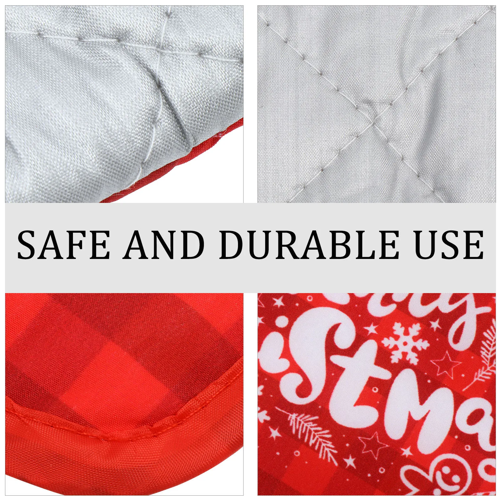 

2Sets Christmas Insulated Pad Sets Oven Gloves Anti-Scalding Polyester Material Easy Clean Christmas Oven Gloves