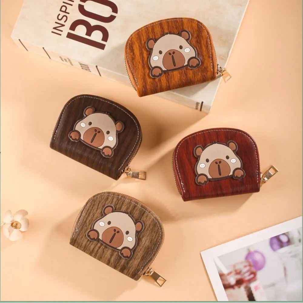 

Creative Cartoon Capybara Card Bag PU Shell Shape Coin Bag Multi-function Accessories Zipper Coin Wallet Man Woman