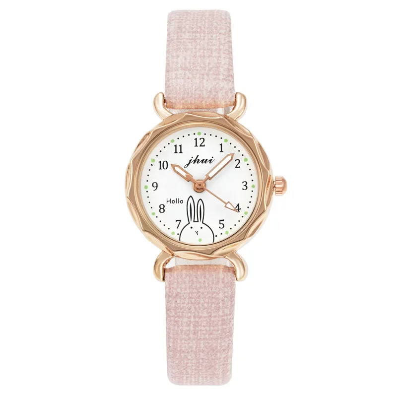 Cute Rabbit Pattern Children's Watch Multicolor Quartz Movement Thin Strap Small Dial Girls' Heart Watch Girls' Birthday Gift