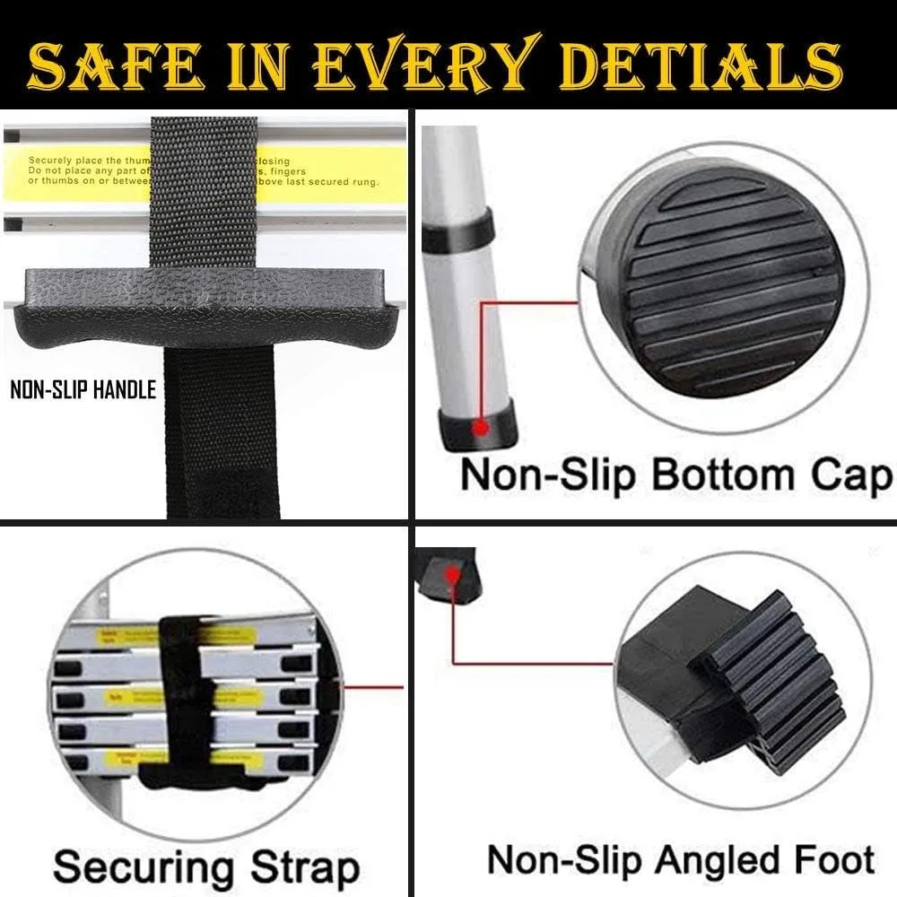 휴대용 알루미늄 A형 접이식 사다리, 16.5피트 연장, 16단계, EN131 인증, 330파운드(약 150kg) 지지