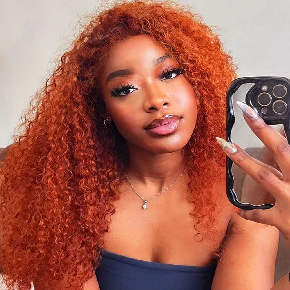 

Orange Ginger Jerry Curly 13X4 Lace Front Wigs Human Hair 13x6 Deep Wave Lace Front Wigs Water Wave Human Hair Wig Pre Plucked