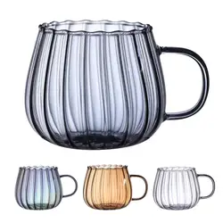 Clear Mug 400ML Transparent Glass Anti-Slip Cups Pumpkin Mugs Beverage Serveware for Milk Tea Soda Water Hot Coffee Milk Powder