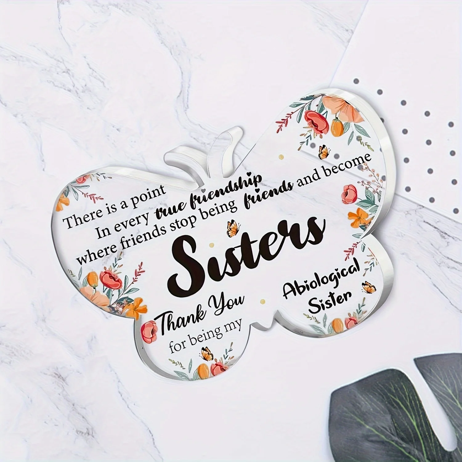 Sister Birthday Gifts Big Sister Gifts for Girls Acrylic Butterfly Engraved Plaque Sisters Gifts Meaningful Gifts for Sisters